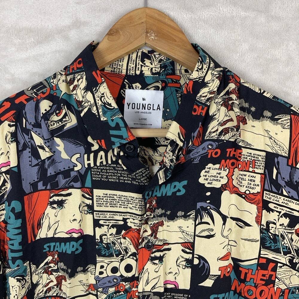 YoungLA Comic Pop Art Longe Sleeve Shirt Men's Large Streetwear Going Out